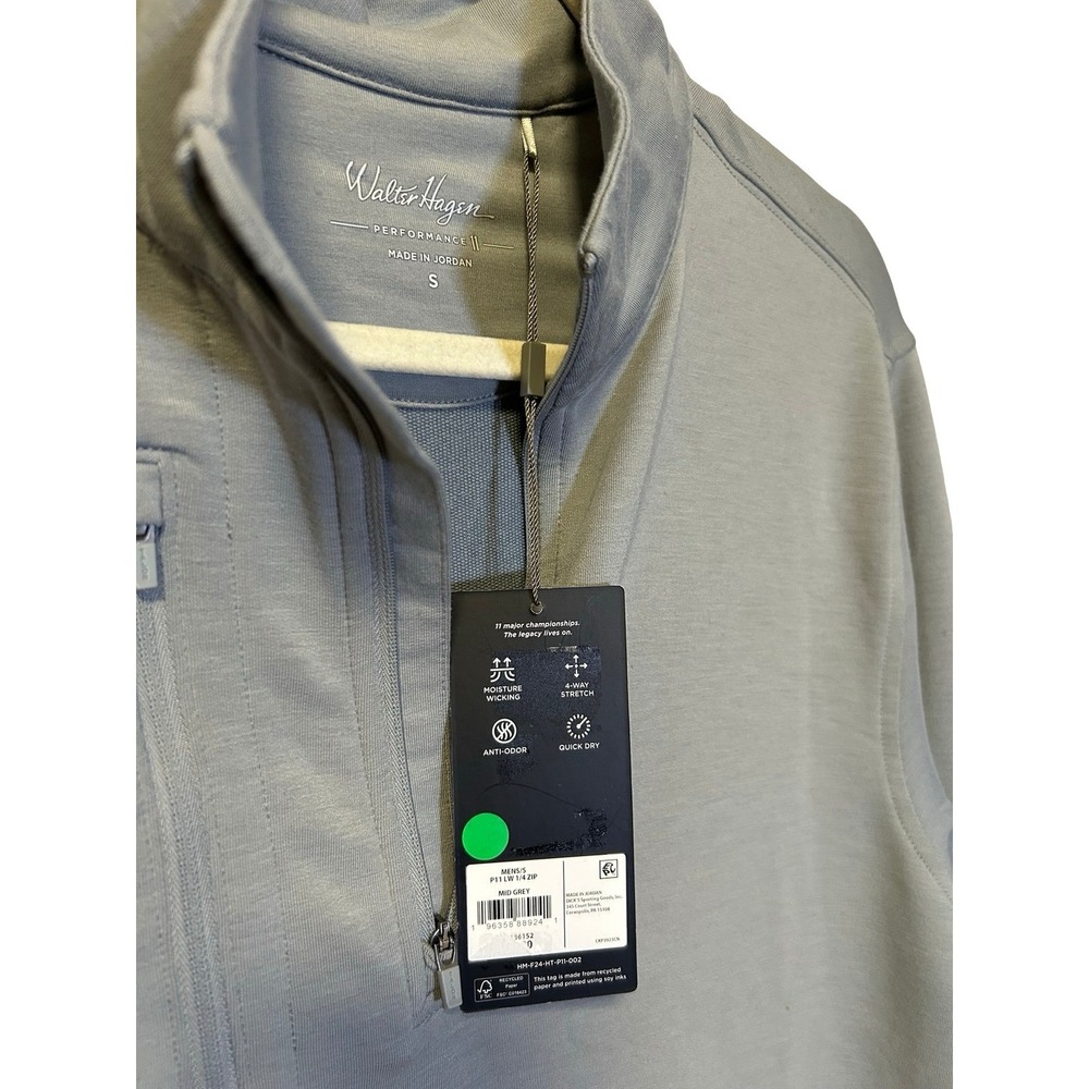 Walter Hagen Chest Pocket 1/4 Zip Pullover Mid Grey Sz S NWT - Picture 4 of 5
